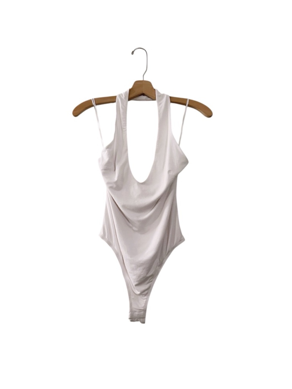 Showpo Suzanna V Neck Halter Bodysuit White Sleeveless Top NWT